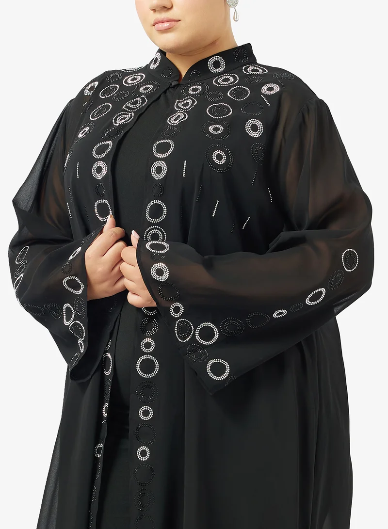 Khizana  Plus Size Abaya Set With Shimmer Trim for Women | Best Price UAE